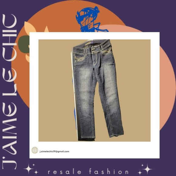 Angel Jeans Dark Washed Jeans with Decorated Pockets - Picture 3 of 4